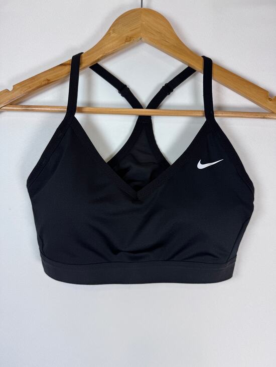 Nike Other - Nike Indy Dri Fit Sports Bra Women L Black Padded V Neck Strappy Yoga Workout